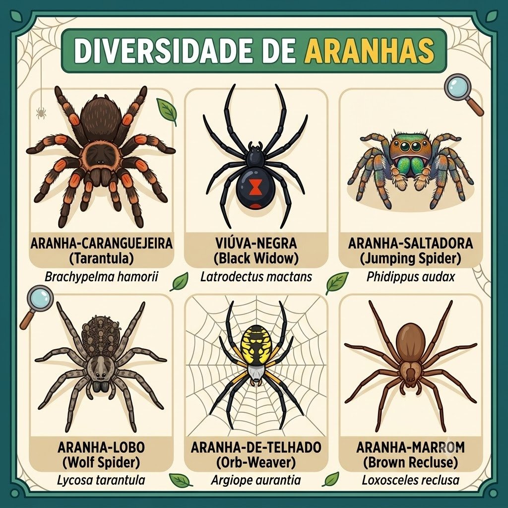 Guia ilustrado de diversidade de espécies de aranhas