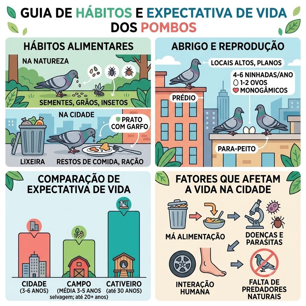 Hábitos e quanto tempo vivem os pombos em Barra Bonita